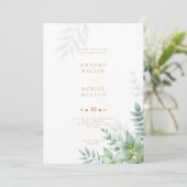 Elegant Eucalyptus Greenery Wedding Invitation Kaart (Staand voorkant)