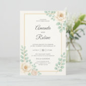 Elegant Eucalyptus Greenery Wedding Invitation Kaart (Staand voorkant)