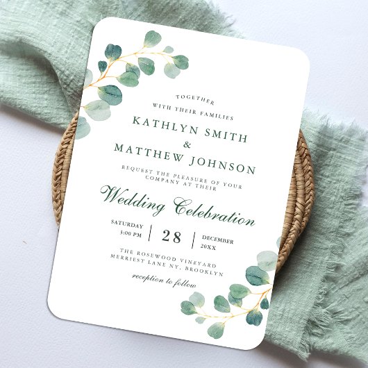 Elegant Eucalyptus Greenery Wedding Invitation Magneet