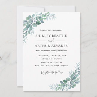 Elegant Eucalyptus Greenery Wedding Kaart