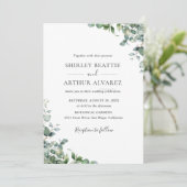 Elegant Eucalyptus Greenery Wedding Kaart (Staand voorkant)