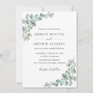 Elegant Eucalyptus Greenery Wedding Kaart