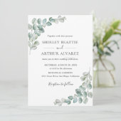 Elegant Eucalyptus Greenery Wedding Kaart (Staand voorkant)