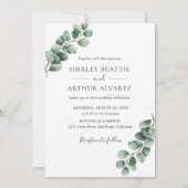 Elegant Eucalyptus Greenery Wedding Kaart (Achterkant)