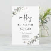 Elegant Eucalyptus Greenery Wedding Kaart (Staand voorkant)