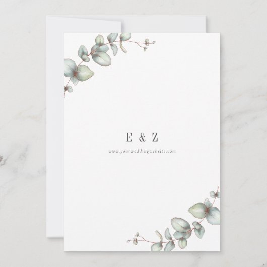 Elegant Eucalyptus Greenery Wedding Kaart (Achterkant)
