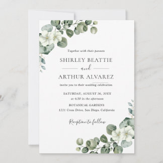 Elegant Eucalyptus Greenery Wedding Kaart