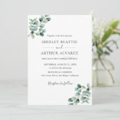 Elegant Eucalyptus Greenery Wedding Kaart (Staand voorkant)