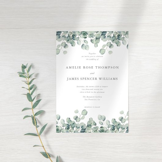 Elegant Eucalyptus Greenery Wedding Kaart