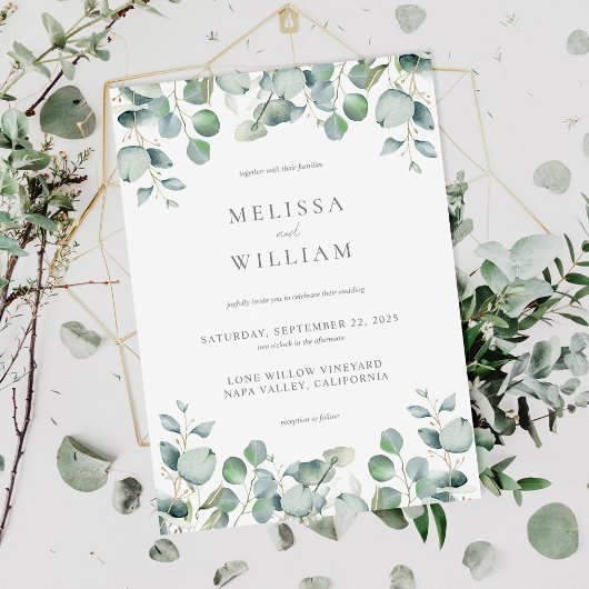 Elegant Eucalyptus Greenery Wedding Kaart