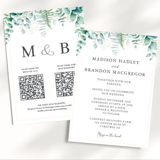 Elegant Eucalyptus Greenery Wedding Kaart