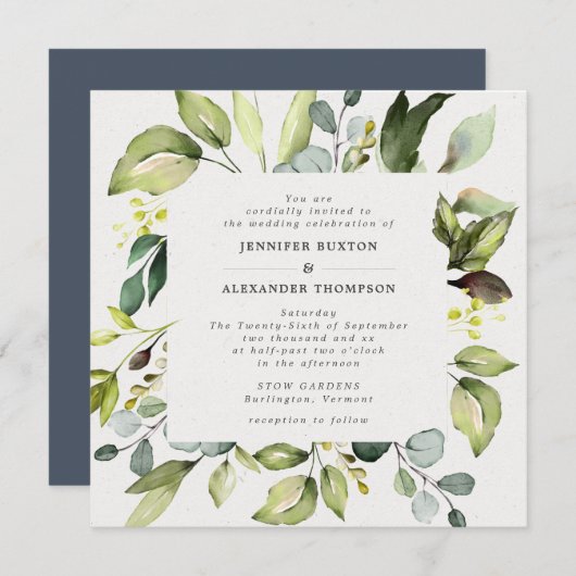 Elegant Eucalyptus Greenery Wedding Kaart (Voorkant / Achterkant)