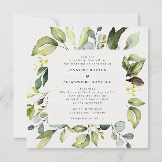 Elegant Eucalyptus Greenery Wedding Kaart (Voorkant)