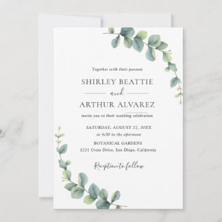 Elegant Eucalyptus Greenery Wedding Kaart