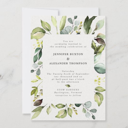 Elegant Eucalyptus Greenery Wedding Kaart (Voorkant)