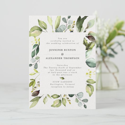 Elegant Eucalyptus Greenery Wedding Kaart (Staand voorkant)