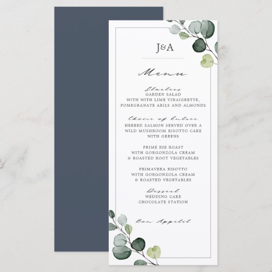 Elegant Eucalyptus Greenery Wedding Menu (Voorkant / Achterkant)
