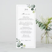 Elegant Eucalyptus Greenery Wedding Menu (Staand voorkant)