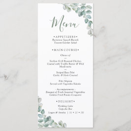 Elegant  Eucalyptus Greenery Wedding  Menu