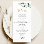 Elegant Eucalyptus Greenery Wedding Menu<br><div class="desc">Dit aanpasbare menu is ontworpen om te coördineren met ons Moody Greenery bruiloft collectie en bevat een groen eucalyptus waterverf foliage met een gouden geometrische lijst op de achterkant. Om geavanceerde veranderingen aan te brengen,  ga naar "klik om verder"optie aan te passen onder Personaliseer deze sjabloon.</div>