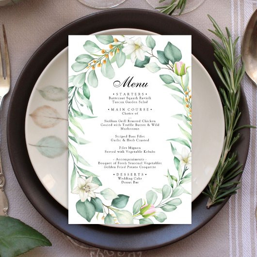 Elegant Eucalyptus Greenery Wedding Menu