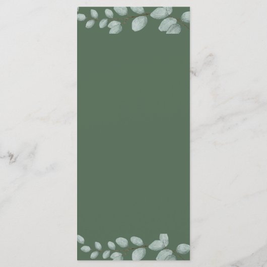 Elegant Eucalyptus Greenery Wedding Menu (Achterkant)