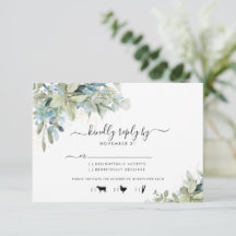 Elegant Eucalyptus Greenery Wedding Menu RSVP