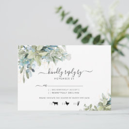 Elegant Eucalyptus Greenery Wedding Menu RSVP