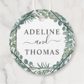 Elegant Eucalyptus Greenery Wedding Monogram Bedankjes Labels (Voorkant)