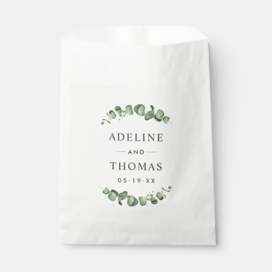 Elegant Eucalyptus Greenery Wedding Monogram Bedankzakje (Voorkant)