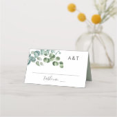 Elegant Eucalyptus Greenery Wedding Monogram Plaatskaartje (Voorkant)
