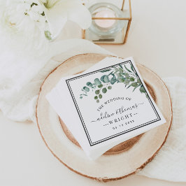 Elegant Eucalyptus Greenery Wedding Monogram Servet