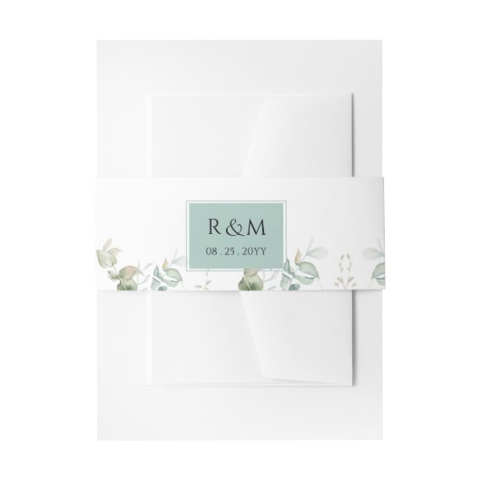 Elegant Eucalyptus Greenery Wedding Monogram Uitnodigingen Wikkel (Voorkant Voorbeeld)