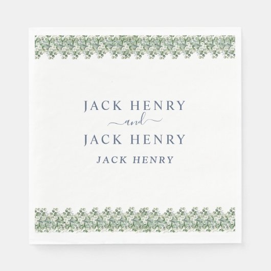 Elegant Eucalyptus Greenery Wedding Napkins Servet (Voorkant)