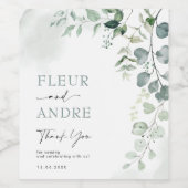 Elegant Eucalyptus Greenery Wedding Party Favors Wijn Etiket (Enkel label)