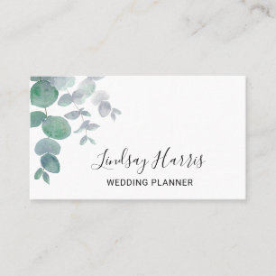 Elegant Eucalyptus Greenery Wedding Planner Visitekaartje