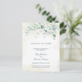 Elegant Eucalyptus Greenery Wedding Postponement Aankondigingskaart (Staand voorkant)