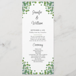 Elegant Eucalyptus Greenery Wedding Programme Programmakaart