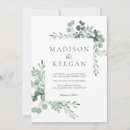 Elegant Eucalyptus Greenery Wedding QR Code Invita Kaart