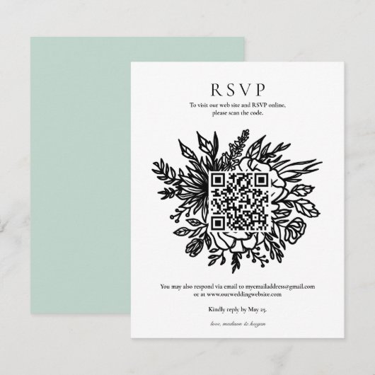 Elegant Eucalyptus Greenery Wedding QR Code RSVP I Kaart (Voorkant / Achterkant)