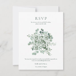 Elegant Eucalyptus Greenery Wedding QR Code RSVP Kaart
