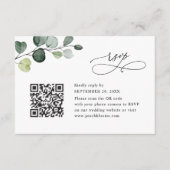 Elegant Eucalyptus Greenery Wedding QR Code RSVP Kaartje (Voorkant)