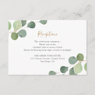 Elegant Eucalyptus Greenery Wedding Reception Informatiekaartje