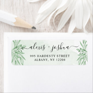 Elegant Eucalyptus Greenery Wedding Return Address Etiket