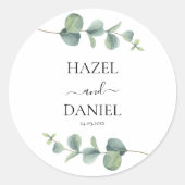 Elegant Eucalyptus Greenery Wedding Ronde Sticker (Voorkant)