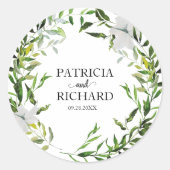 Elegant Eucalyptus Greenery Wedding Ronde Sticker (Voorkant)