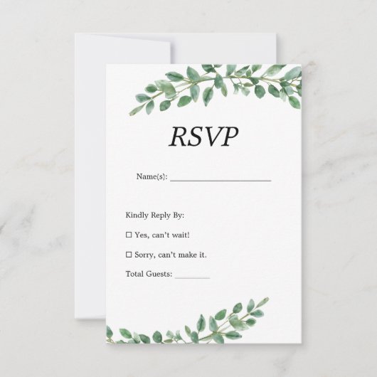 Elegant Eucalyptus Greenery Wedding RSVP Card (Voorkant)