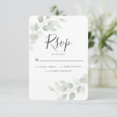 Elegant Eucalyptus Greenery Wedding RSVP Card (Staand voorkant)