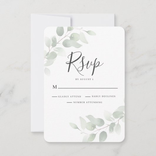 Elegant Eucalyptus Greenery Wedding RSVP Card (Voorkant)