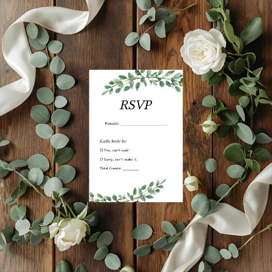 Elegant Eucalyptus Greenery Wedding RSVP Card